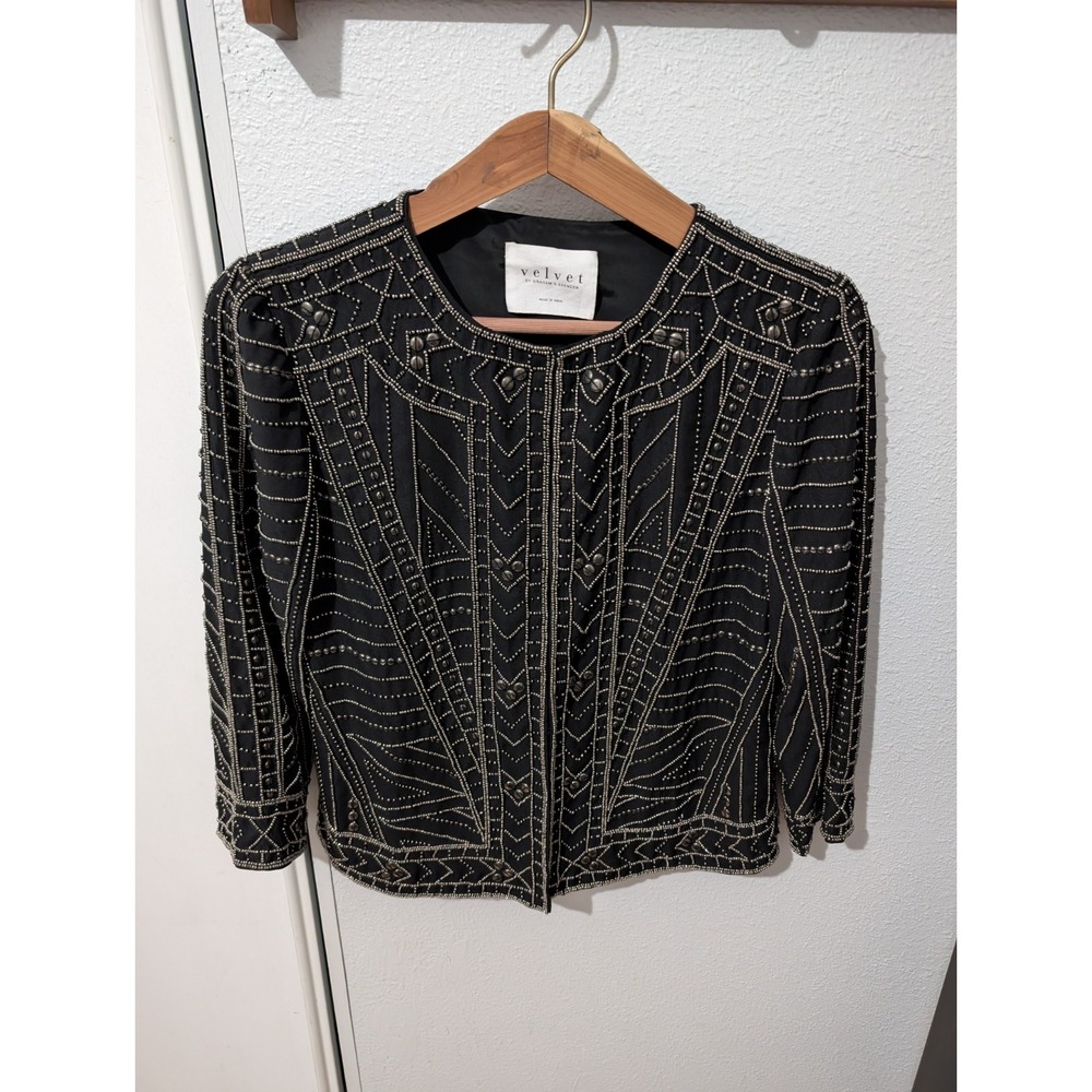 Unique Velvet by Graham & Spencer Fully Beaded jacket Women's XS Black